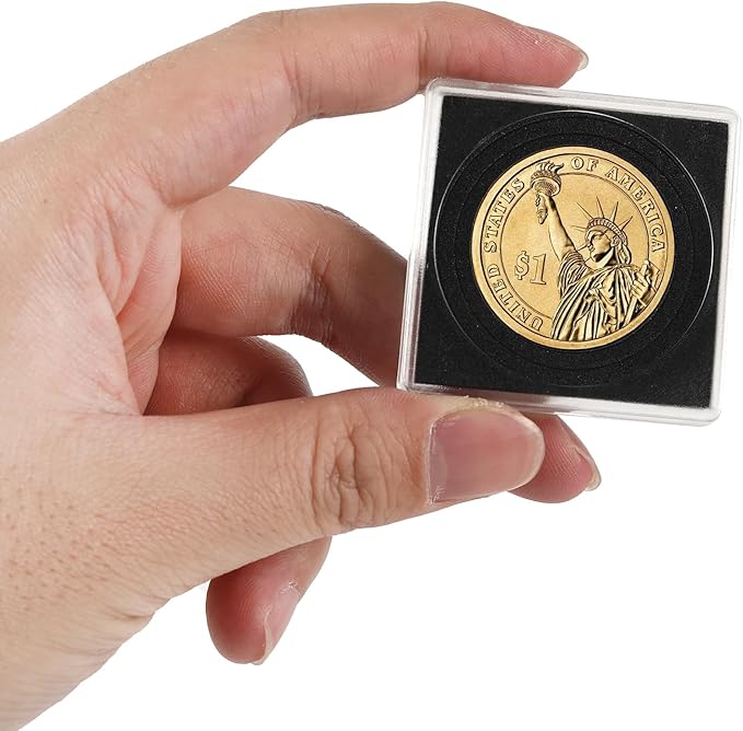 45 Pcs 20-40mm Acrylic Coin Collection Cases with Sponges, Adjustable Coin Holders, Silver Dollar Protection Cases for Collectors, Coin Collection Supplies(20/25/30/35/40mm)