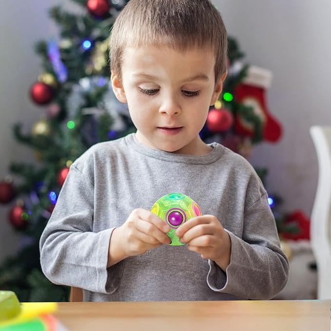 Vdealen Magic Rainbow Puzzle Ball, Fidget Ball Puzzle Brain Teaser Fidget Toy for Boys & Girls- Birthday Party Easter Valentines Christmas Stocking Stuffers for Kids Teen & Adults(Green)