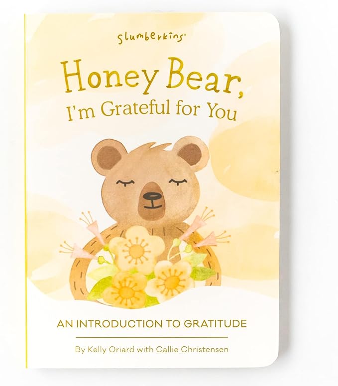 Slumberkins 14" Honey Bear Kin & 2 Board Books Complete Set Bundle | Promotes Gratitude, Respect & Sharing | Social Emotional Tools for Ages 0+ (Honey Bear Kin Plush + 2 Board Books)