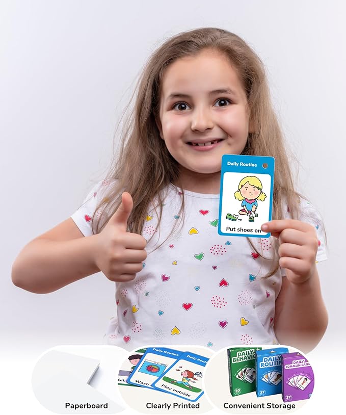 CHEFAN 110 PCS Autism Communication Cards for Speech Delay, Special Needs Visual Aid Language Learning Cue Cards Special Ed Feelings Emotions Flash Cards for Autism Communication