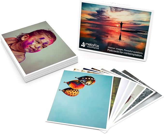 metaFox - 52 Inspirational Cards, Positive Affirmations & Motivational Postcards, Picture Cards For Coaching & Therapy, Mindfulness, Original Motivational Deck