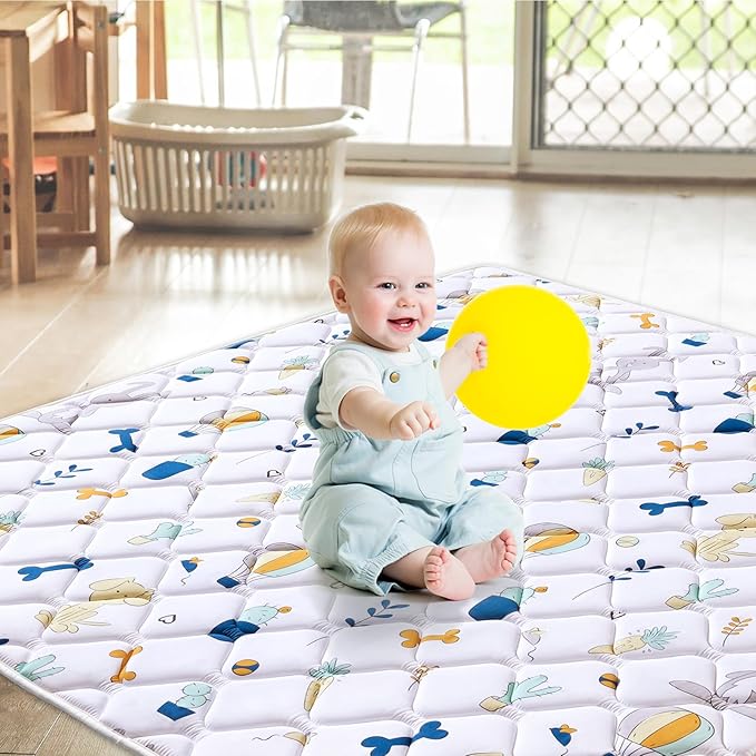 Baby Play Mat 79" X 63", Premium Thicken Foam One-Piece Crawling Mat, Extra Large Non-Slip Cushioned Activity Playmats for Babies, Toddlers, Infants, Play & Tummy Time