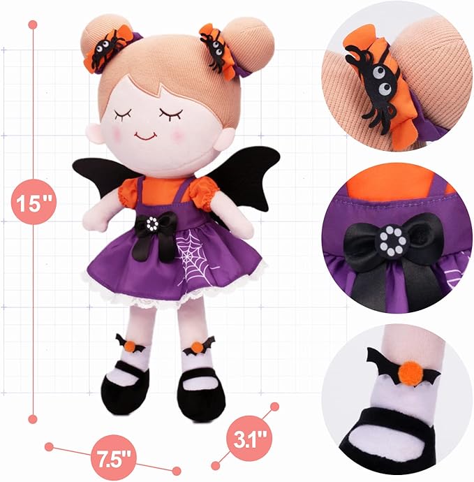 OUOZZZ Halloween Soft Baby Doll Toys for 1 Year Old Girl Gifts, Halloween Toy Decoration Party Gifts for 1 Year Old Girl 15"