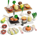 Wooden Play Food Sets for Kids Kitchen, Farm to Table, Play Kitchen Accessories Cutting Vegetables Toy, Pretend Play Food Cooking Games, Learning Resources Food for Kids 3+