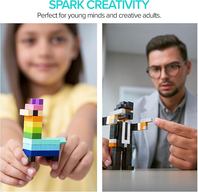 PIXIO Coffee - Tiny Magnetic Blocks Building Toy in The Pixel Art Style with Free App - 5/16" Plastic Cubes with 6 Magnets Inside - Open Ended Toy - Creativity Kit for Ages 6+ - 60pcs