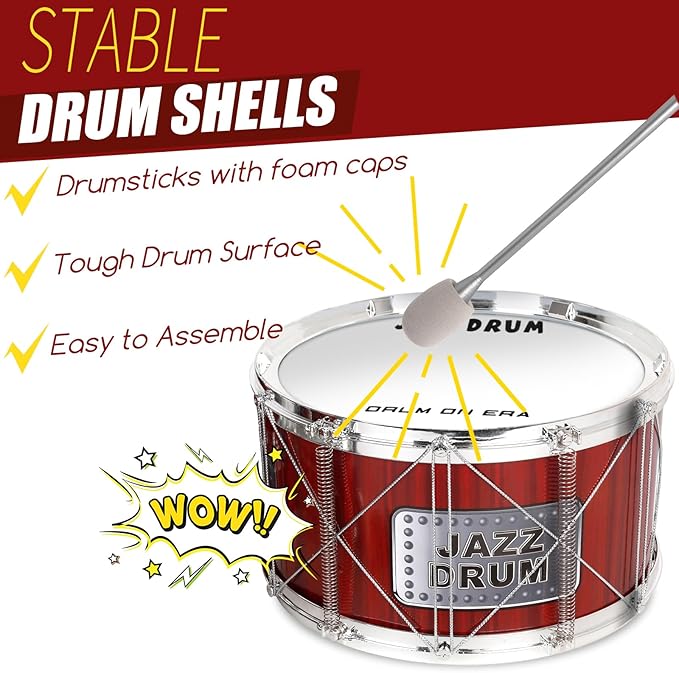 TWFRIC Toy Drum Kit for Kids 3-5 Upgraded Toddler Rock Drum Set with 5 Drums Musical Instrument Toys for 3 4 5 Year Old Boys Girls Gifts 4-6