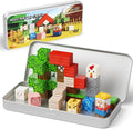 Magnetic Tiles Farm Animals Travel Toys, 35PCS Magnetic Blocks for Kids Ages 3-8, Portable STEM Building Cubes with Metal Storage Box, Toddler Learning Toys for Ages 3-5