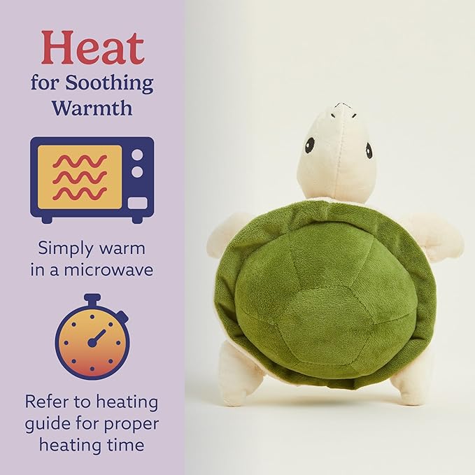 warmies Junior Microwavable & Weighted Stuffed Animals, Turtle - Heated Stuffed Animal Plushie for Warmth & Comfort - Cute Soft Plush Toys for Adults & Children (Boys, Girls, Babies & Toddlers)