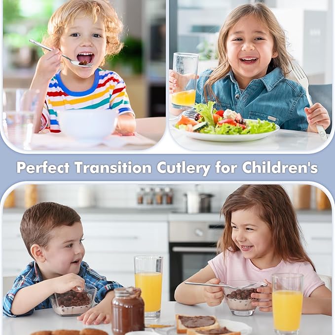 DRKIO Stainless Steel Toddler Forks Set - 6 Pieces Kids Forks Set Children Safe Food Grade Kids Silverware Small Forks Metal Toddler Utensils Dishwasher Safe Mirror Polished