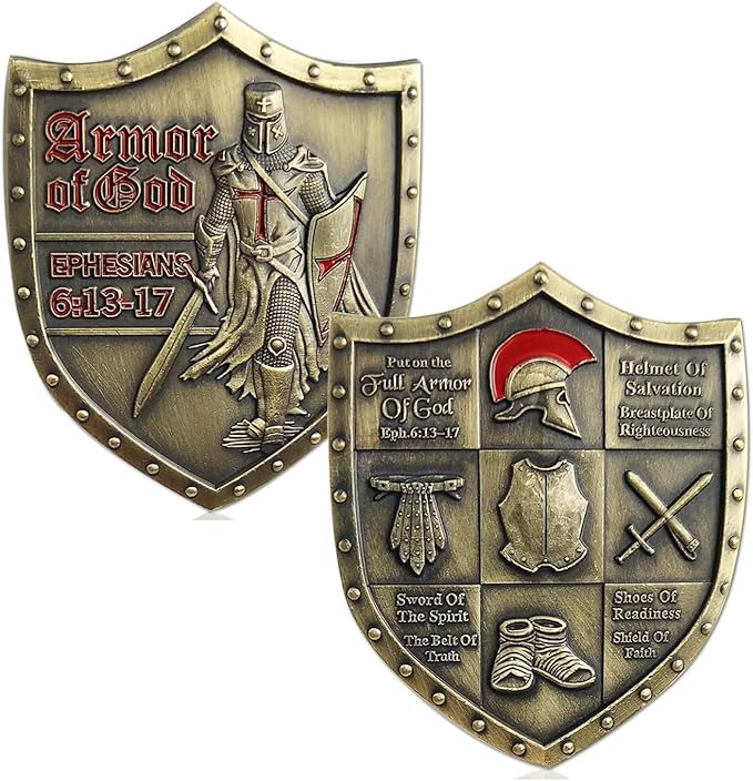Put On The Whole Armor of God Challenge Coin Eph 6:13-17 3D Religious Collectible Coin (Single Coin)