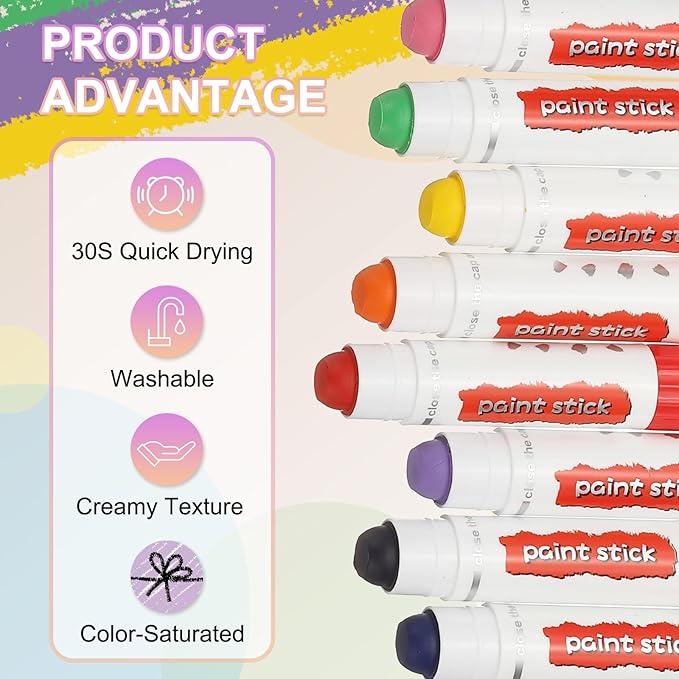 PATIKIL Solid Tempera Paints, 9 Pcs Washable Quick Drying Paint Sticks Paint Pens for Artists Beginners Art Supplies, Yellow