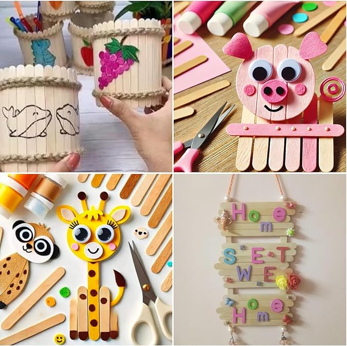 100 Piece Multicolor Jumbo Wooden Craft Sticks (6" x 3/4"), Large Popsicle Sticks for Waxing, Craft Project,Tongue Depressor,DIY Classroom Crafts,Woodcraft (Wood, Rainbow)