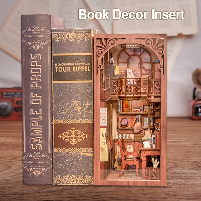 Fsolis Book Nook Kit Music, DIY Miniature Room House Kit 3D Wooden Puzzles for Adult Decorative Bookend Bookshelf Nook Decor Gifts for Women Teens and Book Lovers(The Secret Rythm)