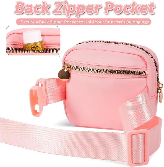 Mini Belt Bag Fanny Pack with Initials Letter Patch Small Crossbody Bags Cute Stuff Birthday Gifts for Teenager Girls Trendy Stuff for Teens - Initial F,Peach