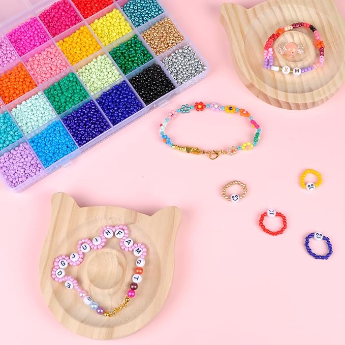 SJZWSD Friendship Bracelet Making Kit– 6 Boxes of Pony, Seed, Clay & Letter Beads, UV Glow in The Dark Beads, Tools & Charms – Jewelry Craft Kit for Kids & Adults