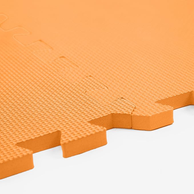 FlooringInc's 1/2" Soft Non-Toxic Baby Play Mat, Toddler Playmat, Colorful Puzzle PlayMat, Floor Mats for Kids & Babies, EVA Foam Interlocking Tiles for Nursery & Playroom | Orange, 4 Tiles, 16 Sq/Ft
