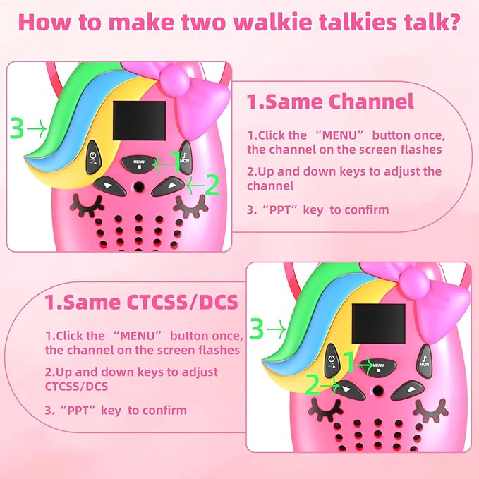 Unicorn Kids Walkie Talkies, Gifts for 3-12 Years Old Boys Girls, Long Range 2 Way Radio 22CH VOX, for Birthday, Christmas, Easter (Pink)