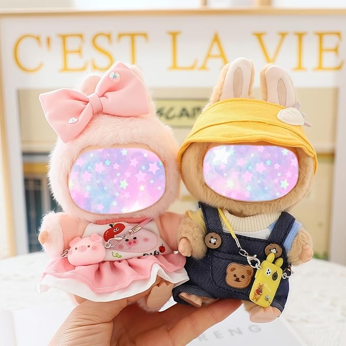 17cm Doll Clothes Set, 5 Pieces Dress Overalls Outfit Set for 6.7inch Doll Suit, Cute Fashion Hat & Clothes Accessories for 1st/2nd/3rd Gen Dolls Play & Display