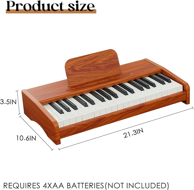 Kids Piano Keyboard, 37 Keys Digital Piano for children, Toddler Music Educational Instrument Toy Wood Piano for 3+ Girls and Boys