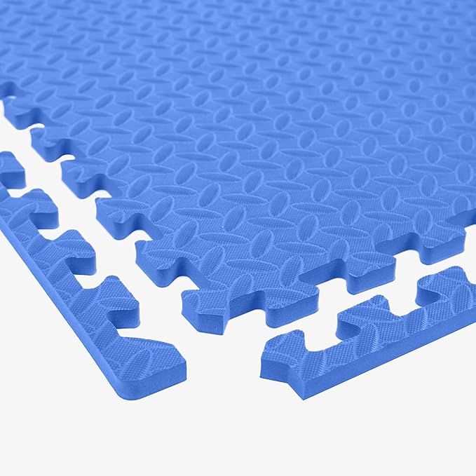 IncStores 1/2 Inch Thick Diamond Soft Foam Flooring Tiles | High-Density Interlocking Foam Tiles for Rugged Style in Your Home Gym, Playroom, and More | Blue, 9 Tiles