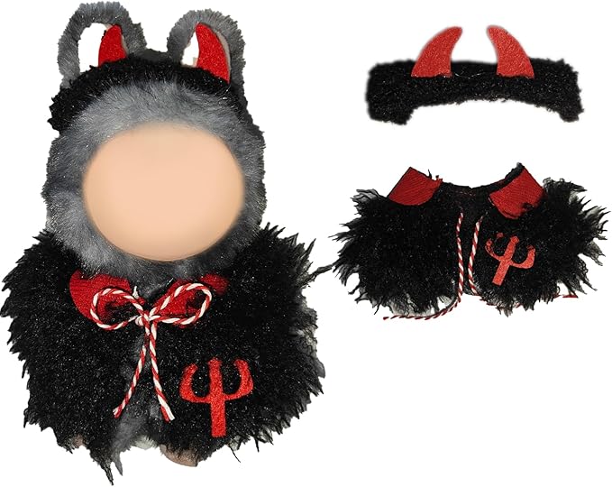 Halloween Doll Clothes for Labubu, Dolls Outfit Set for 17cm (6-6.7 inch) Dolls - Dress Up Set for Labubu Costumes & Accessories | Gift for Any Occasions | Doll Not Included (Halloween Devil)