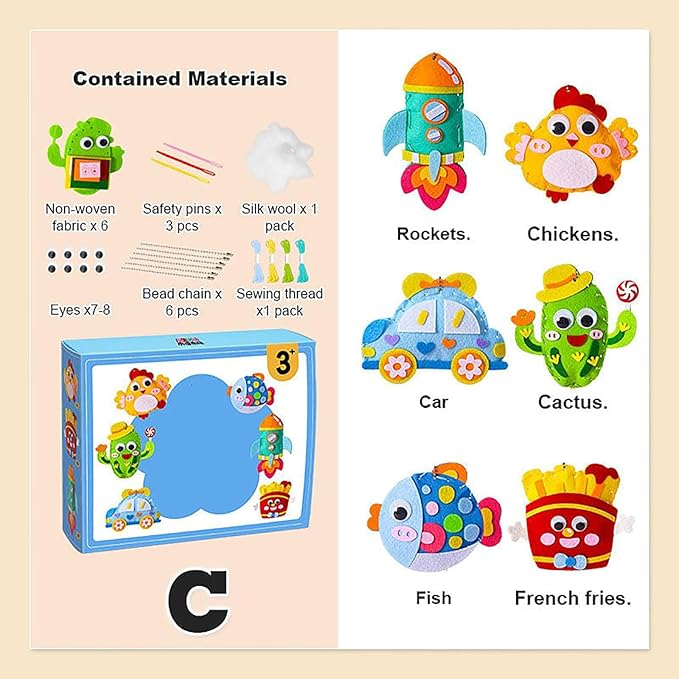 Whateveri DIY Doll Sewing Toys - Kids Sewing Kit, Handmade Crafts, Animals Kit, Weaving Loom, Ages 8-12