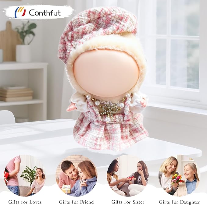 Doll Clothes,17cm/15cm Dolls Outfit Set,Dress for Doll,Stylish Clothes Set Dress Up (No Doll) (Pink)