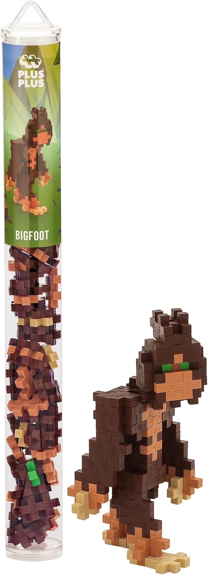 Plus Plus 3D Puzzle Cryptid Construction Building Block Set, Fun Fantasy Figures Stem Toys for Kids, 70 Interlocking Pieces - Bigfoot Mini Maker Tube