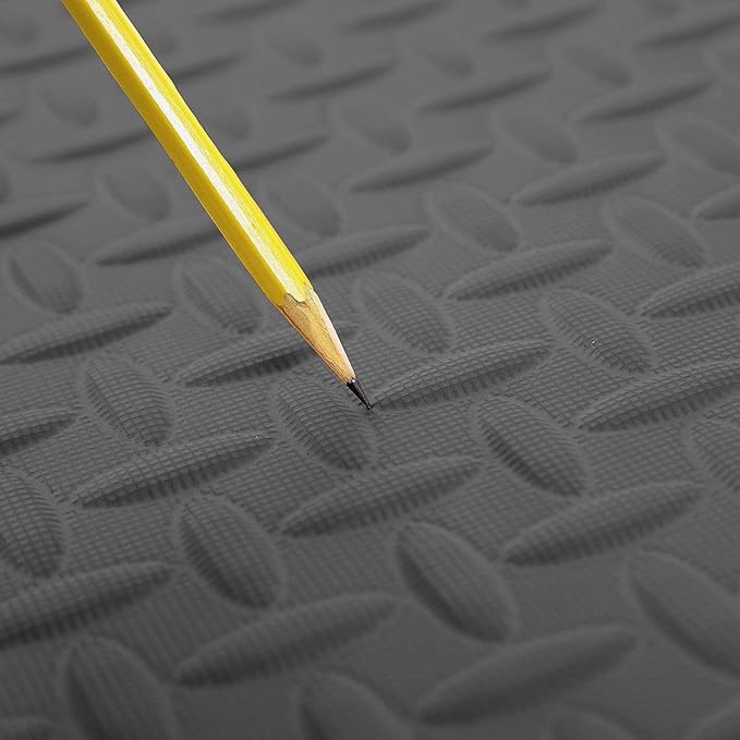 IncStores 1/2 Inch Thick Diamond Soft Foam Flooring Tiles | High-Density Interlocking Foam Tiles for Rugged Style in Your Home Gym, Playroom, and More | Black, 49 Tiles
