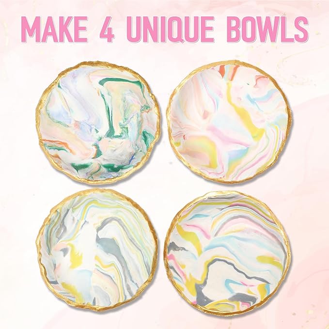 Make Your Own Clay Jewelry Bowls Arts and Crafts Kit for Teen Girl, DIY Clay Jewelry Dish Kit, Polymer Clay Crafts for Girls, Fun Birthday Gift for Teens Girls Kids Ages 8 9 10 11 12 Years Old