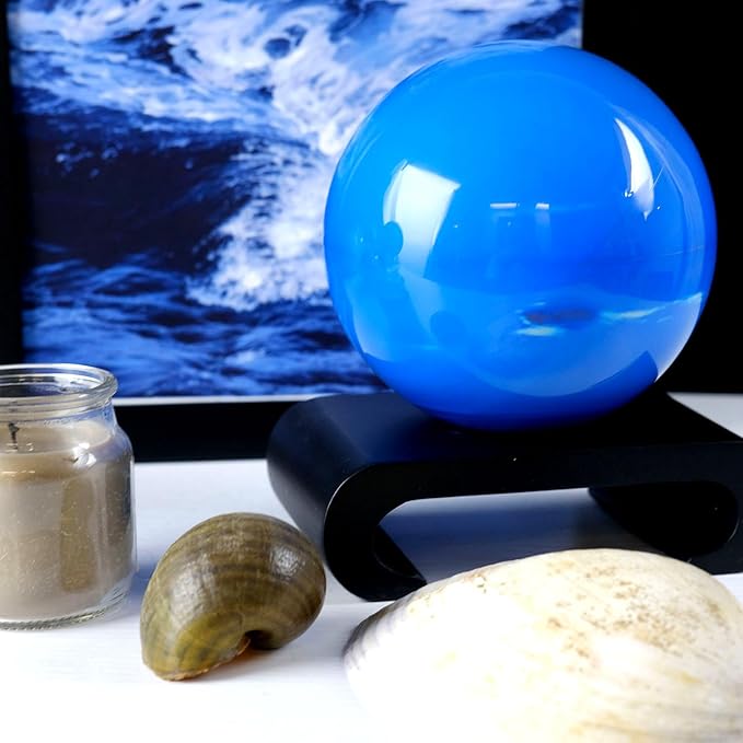MOVA Neptune Globe 4.5” – Solar Rotating Planet Globe for Desk Display | No Batteries or Cords | Striking Deep Blue Space Decor