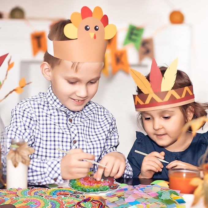 Fennoral 12 Pack Thanksgiving Turkey Crafts Kit for Kids Make You Own Turkey Poke in Arts and Crafts DIY for Boys Girls Classroom Activities Fall Decoration
