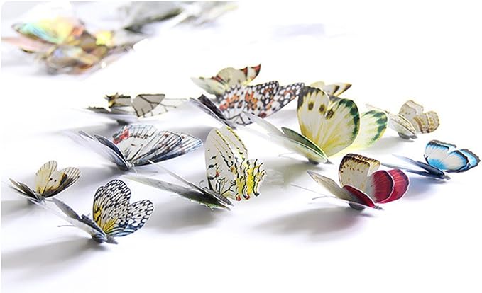 Mixed of 12PCS 3D Pink Butterfly Wall Stickers Decor Art Decorations¡­ (Silver)