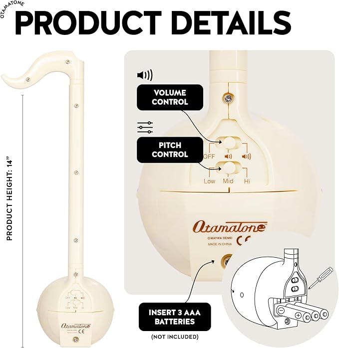 Otamatone Japanese Electronic Musical Instrument Portable Music Synthesizer from Japan by Maywa Denki Studio Award Winning, Educational Fun Gift for Children, Teens & Adults - Butter