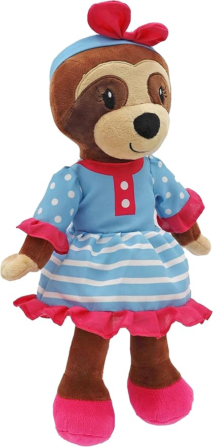 Playtime by Eimmie Soft Baby Doll Sofie The Sloth - 14" Plush Rag Doll with Embroidered Features for Girls, Boys, Toddlers & Infants - Educational Stuffed Animal for Imaginative Play