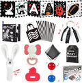 Baby Toys for 0-6 Months, High Contrast Black and White Sensory Toys for Newborn 0-6 M, Rattle Teether Tummy Time Audio Visual Stimulation Learning Activity for 0-12 Months, Baby Boy Girl Gifts 10 Pcs