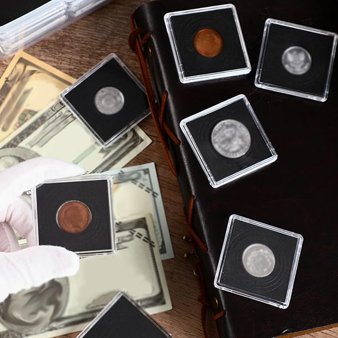 Vicenpal 100 Pcs Silver Dollar Coin Holder Clear Coin Capsules with Foam Gasket Acrylic Organizer Morgan Dollar Collection Case Display Box Plastic Storage Protectors 20/25/30/35/40mm