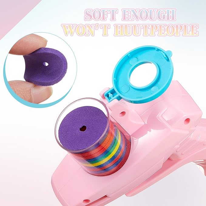 Sumind 2 Pcs Foam Disc Shooter Zip Shot Shooter Disc Launcher (Sky Blue,Pink)