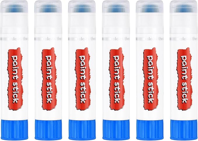PATIKIL Tempera Paint Sticks, 6 Pcs Solid Tempera Paints Sticks Washable Bulk Markers Pen Quick Drying for Artists Beginners Art Supplies, Blue