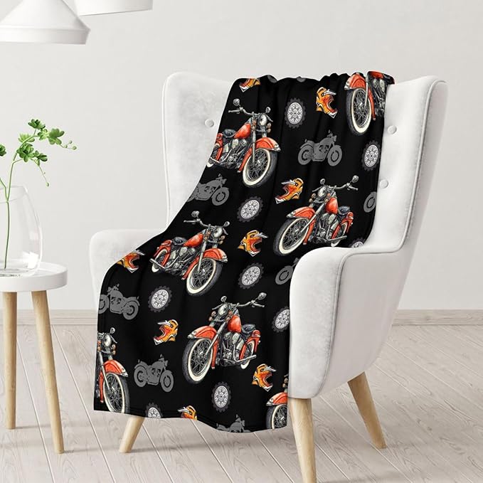 Blanket for Boys Motorcycle Throw Blankets Gift for Kids Adults Birthday - 40x50 Inches Lightweight Cozy Decor Throw for Sofa Couch Bed Office