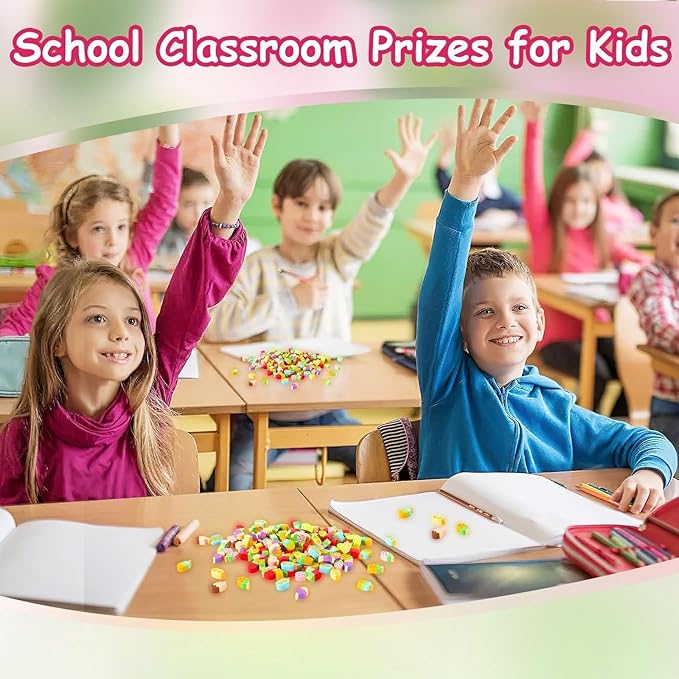 JUNEBRUSHS 150Pcs Ice Cream Mini Erasers for Bulk, Cute Fruit Shaped Pencil Erasers for School Classroom Prizes Homework Rewards Gifts Party Favors