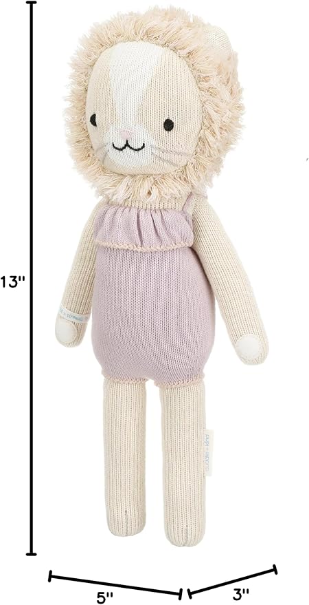 cuddle + kind Savannah The Lion Little 13" Hand-Knit Doll – 1 Doll = 10 Meals, Fair Trade, Heirloom Quality, Handcrafted in Peru, 100% Cotton Yarn