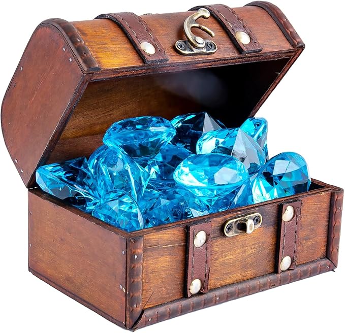 Niceup 26PCS Blue Fake Diamonds Gem Toys, 1.5in Pool Diving Gems Acrylic Plastic Gemstones for Kids, Party Décor Jewels Treasure Hunt Hiding Sensory Bin Filler Toys Craft Supplies
