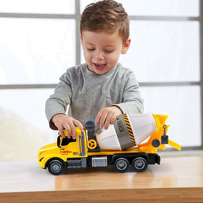 Toddler Trucks Toys,Big Cement Mixer Toy Truck with Lights and Sounds,Truck Vehicle Boy Toy for 3 4 5 6 Year Old,Christmas Birthday Gifts for Boys & Girls