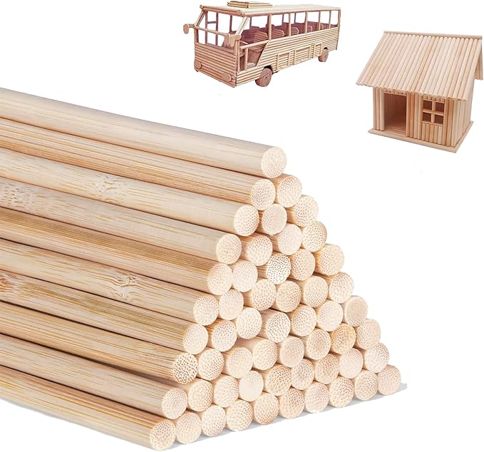 1/4 x 36 Inch 100PCS Dowel Rods Wood Sticks Wooden Dowel Rods Unfinished Hardwood Sticks for Crafts and DIYers