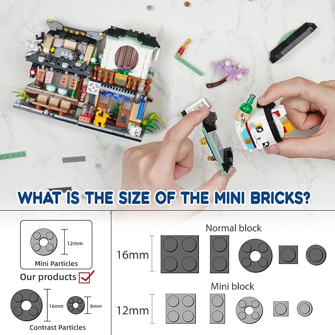 Japanese Street View Izakaya Shop Mini Building Blocks Set, MOC Creative Cute Japanese Toys, 809 PCS Simulation Architecture Construction Toy, Gift for Adults Kids Girls 6-12, Not Compatible with Lego