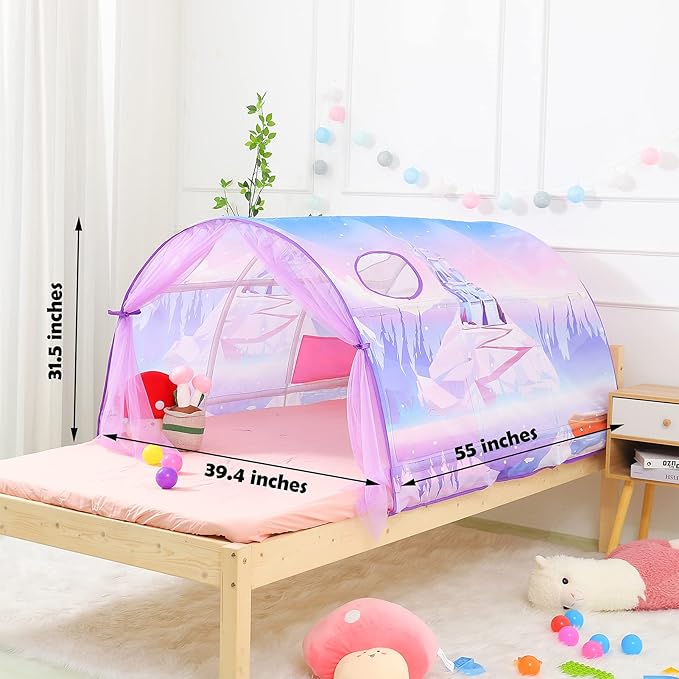 Bed Tent for Kids Lucky Castle Toddler Bed Tent Foldable Game House for Children Play Tents for Girls Boys Sleeping Canopy Playhouse