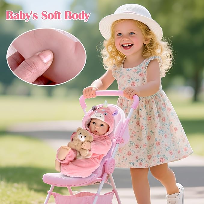 Baby Dolls - 17 Inches Real Life Girl Dolls with Soft Body, Gift for Kids 3+, Grandparents, New-Parents