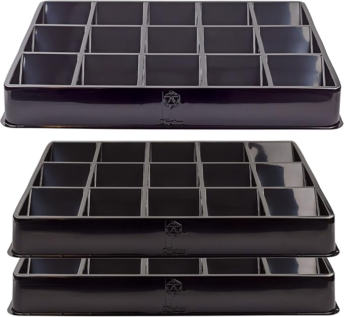 Toy Vault Trading Card Sorting Trays and Dealer Trays (3-Pack, 15-Slot); Large Black Card Tray Organizer for CCG Games and Board Games