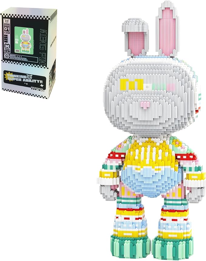 Animal Knitted Sweater Rabbit Micro Mini Building Blocks Sets Large Cute Animal Graffiti Rabbit Building Kits Model Toys for Adults Kids Teens 6950 PCS